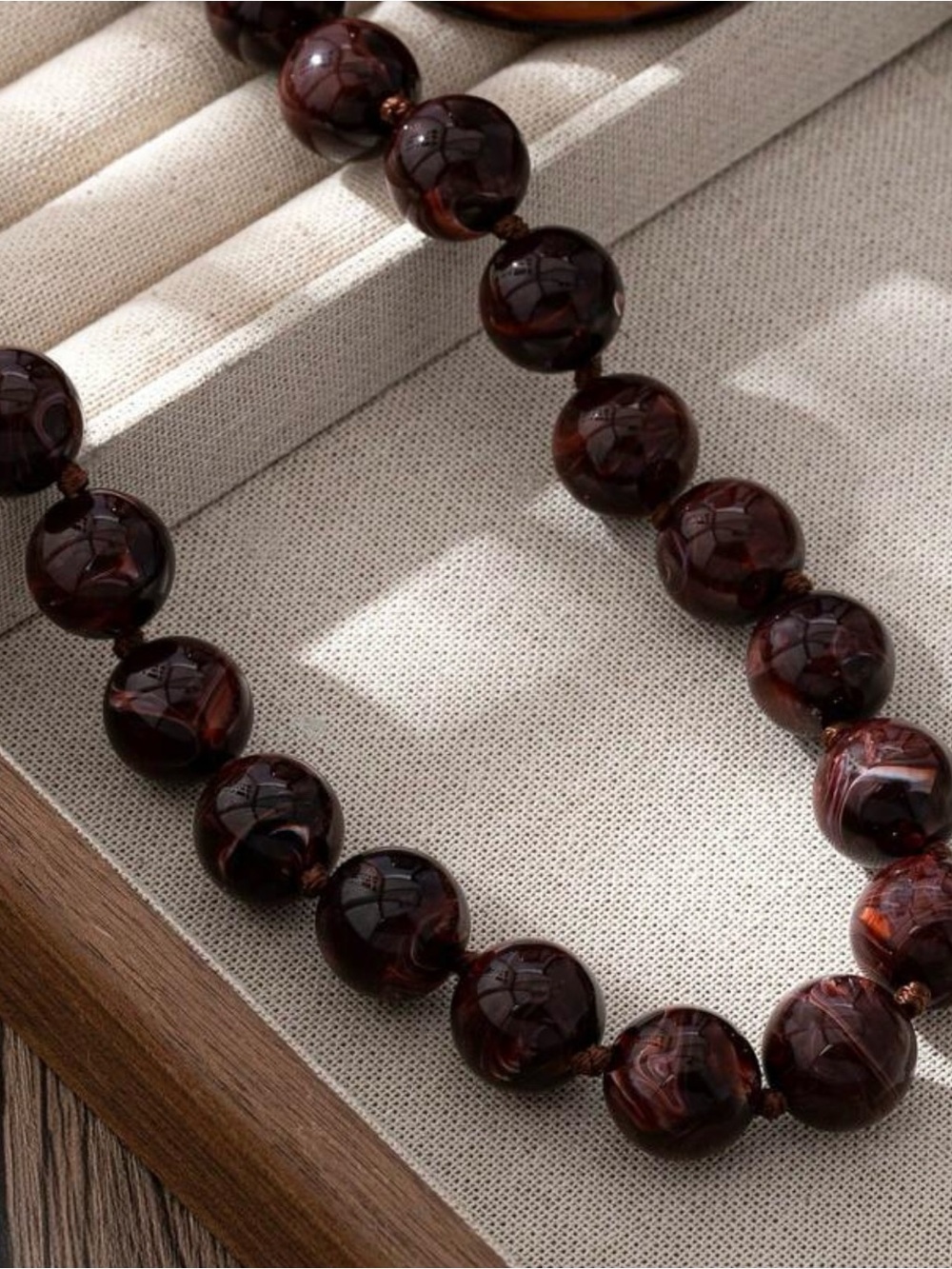 Classic Dark Brown Beaded Necklace - Women Jewelry